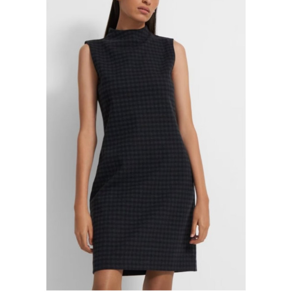 Theory Dresses & Skirts - THEORY 8 Black Kuval County Checked Jacquard Sleeveless Zipper Detail Dress D28